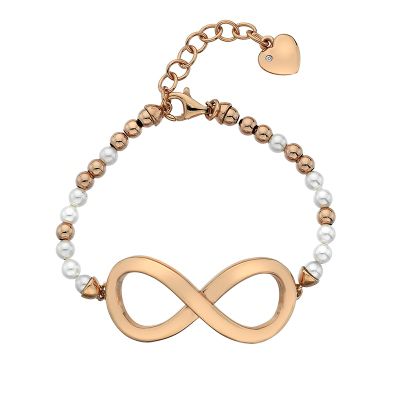 Infinity Large Bead Bracelet With Rose Gold Plated Accents